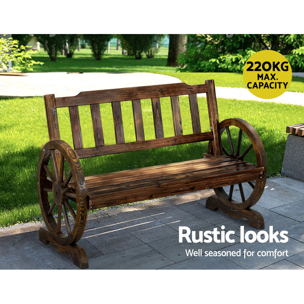 Celestia Wooden Wagon Wheel Chair - Brown - Nurns