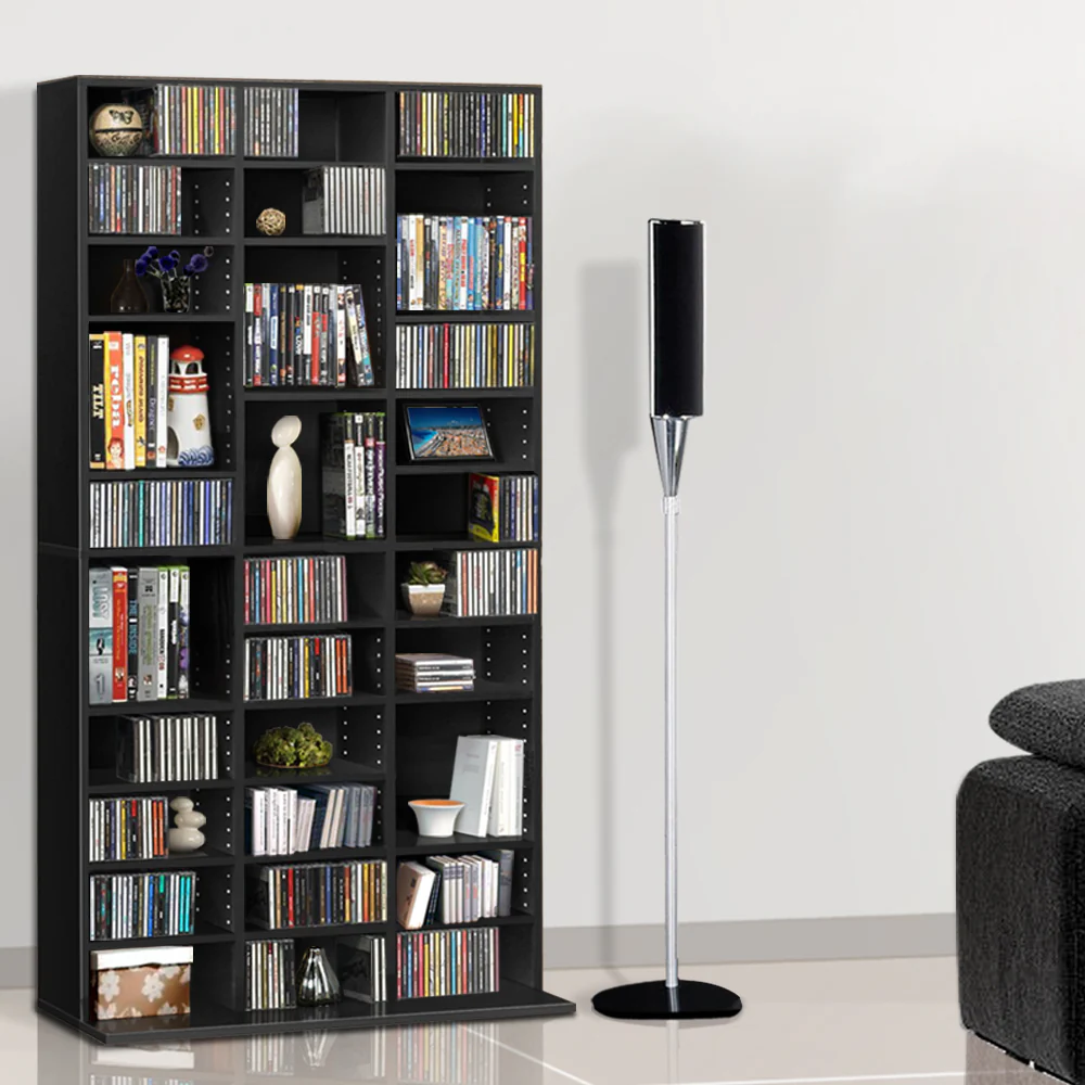 Artiss Bookshelf Cd Storage Rack - Bert Black - Nurns