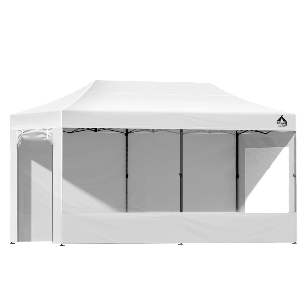 Instahut Gazebo Pop Up Marquee 3x6 Folding Tent Gazebos 500D Oxford Fabric White - Nurns