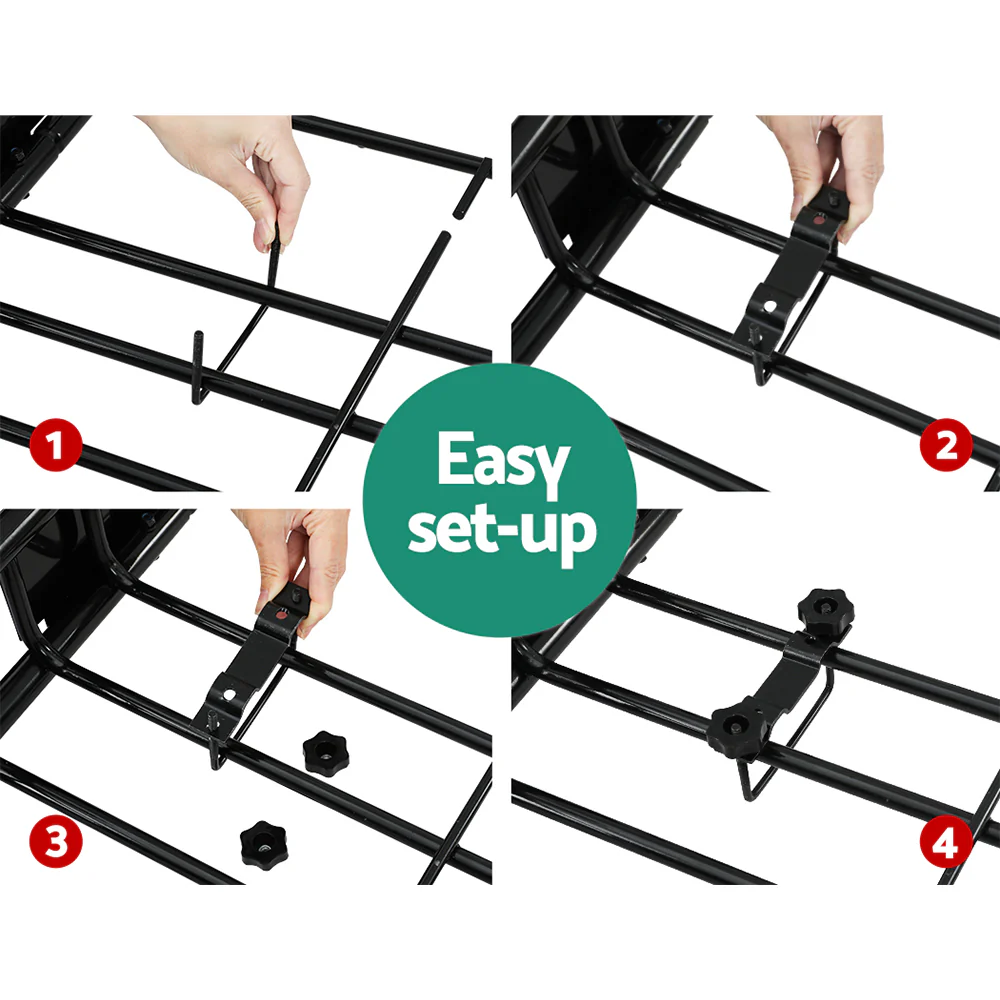 Universal Car Roof Rack Basket Luggage Vehicle Cargo Carrier 111cm Black - Nurns