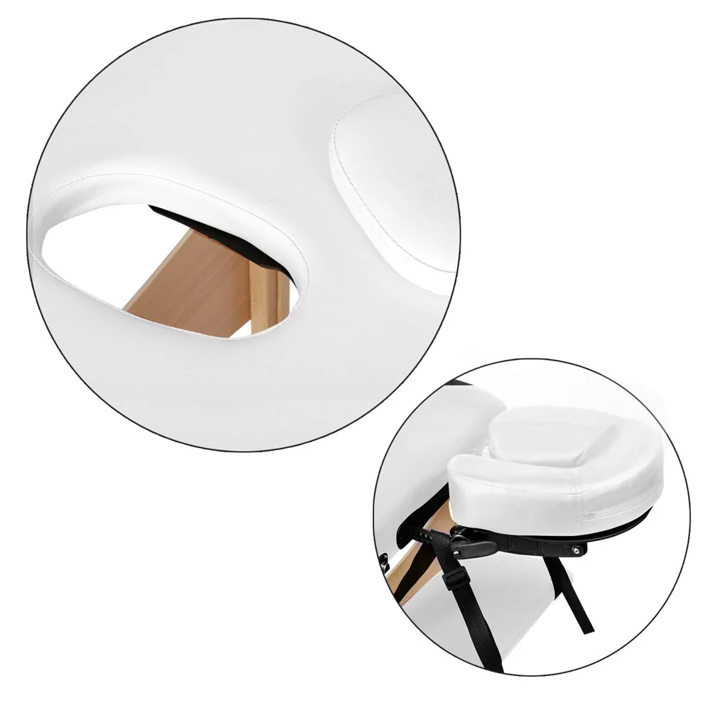 Massage Table 70cm 3 Fold Wooden Portable Beauty Therapy Bed Waxing White - Nurns