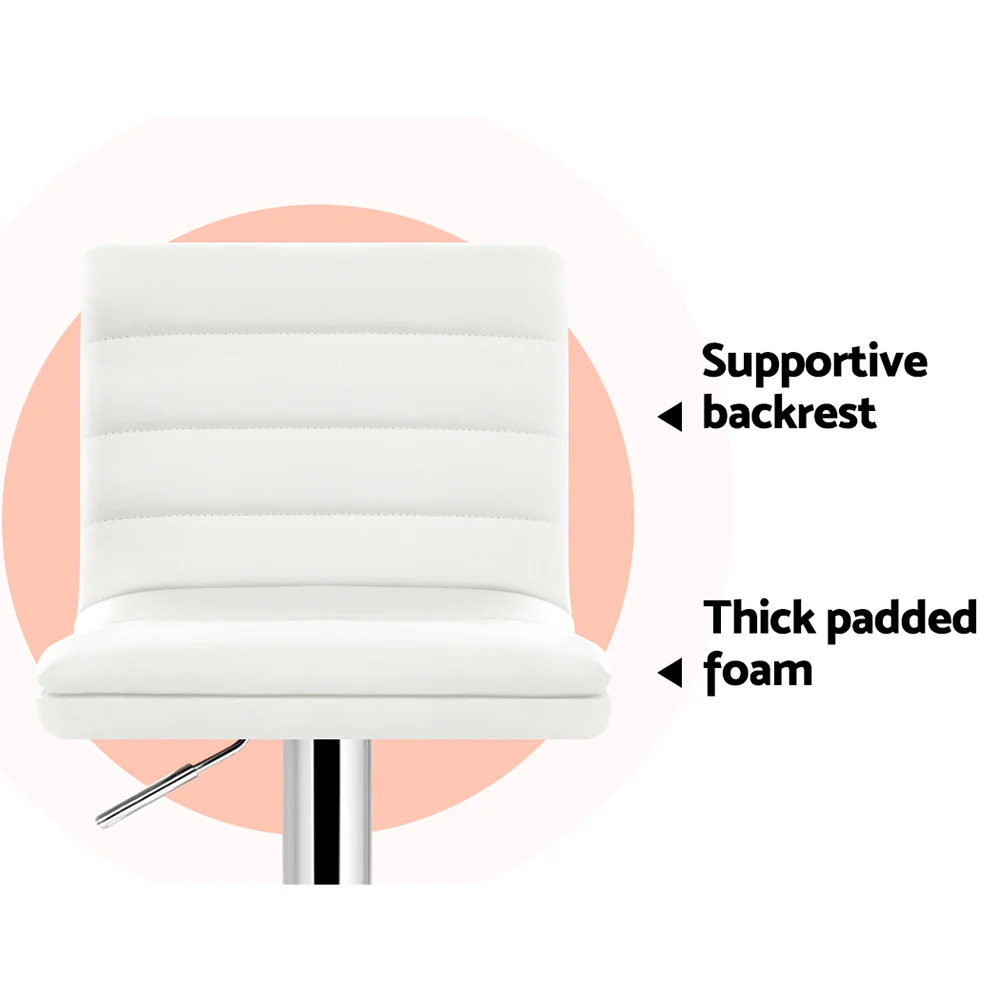 Set of 2 Amaliada PU Leather Bar Stools Padded Line Style - White - Nurns