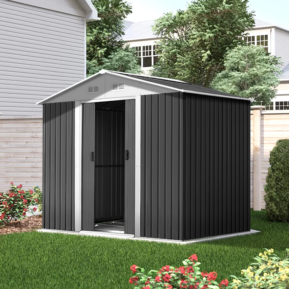 Giantz Garden Shed 2.58x2.07M w/Metal Base Sheds Outdoor Storage Double Door Tool - Nurns