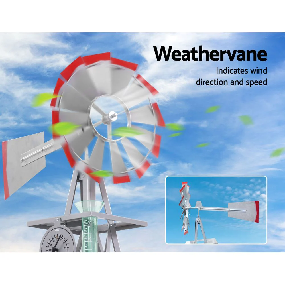 Garden Windmill 6ft 186cm Metal Ornaments Outdoor Decor Ornamental Wind Will - Nurns