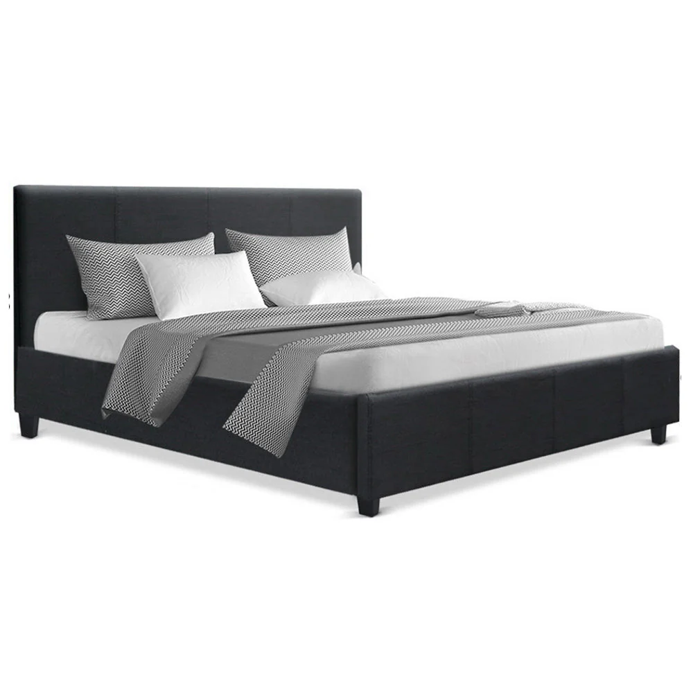 Saturn Bed & Mattress Package with 34cm Mattress - Charcoal Queen - Nurns