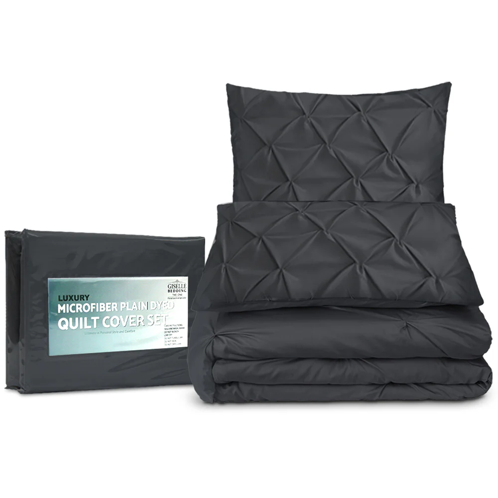 KING Quilt Cover Set Diamond - Pinch Black - Nurns