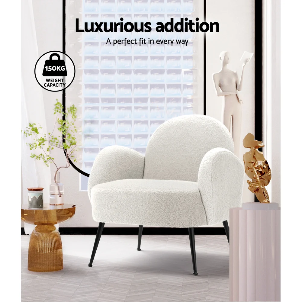 Mariana Bouclé Armchair - White - Nurns