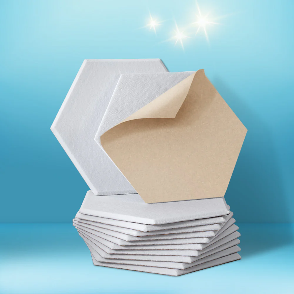 Acoustic Foam 12pcs 35x30x0.9cm Soundproof Absorption Panel Adhesive White - Nurns