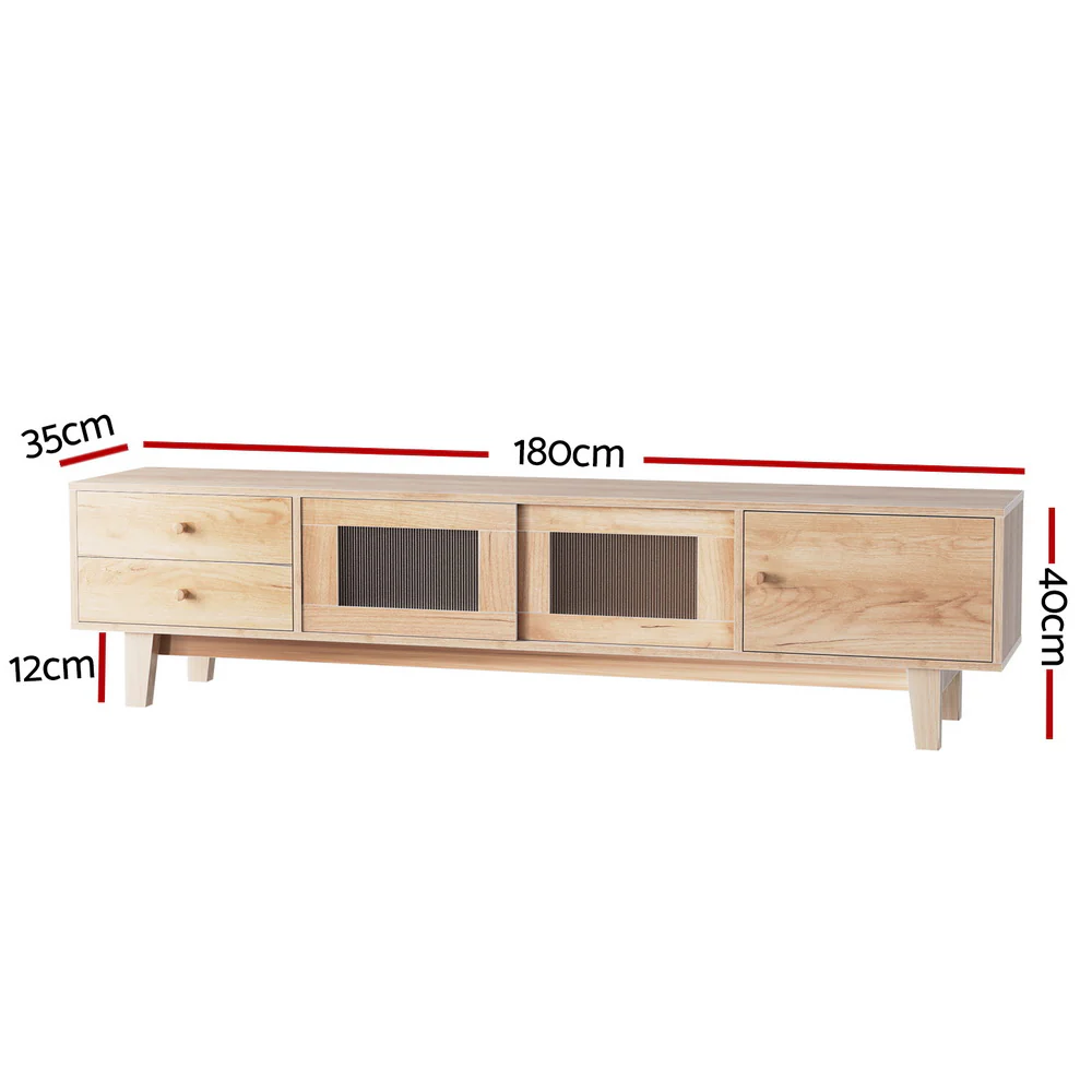 Aaron 180cm TV Cabinet Entertainment Unit Stand Storage Drawer - Pine - Nurns