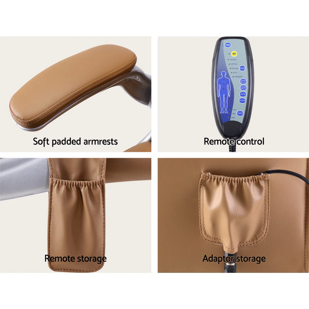 Artiss 8 Point Massage Office Chair Pu Leather Espresso - Nurns