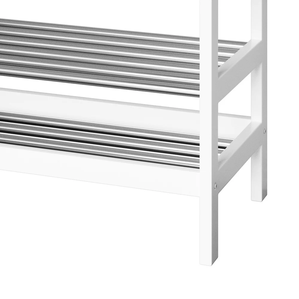 Artiss Shoe Rack Cabinet Bamboo Bench 10 Paris White - Nurns