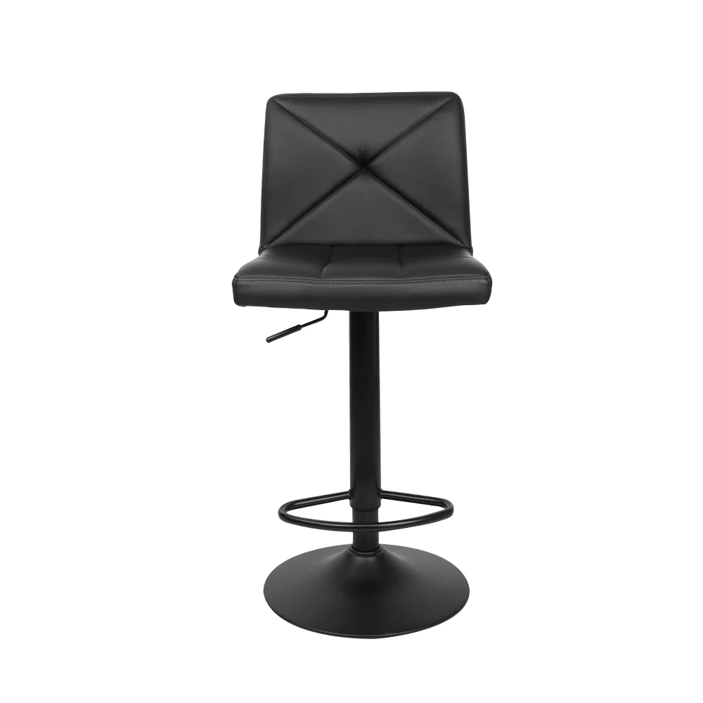 Set of 2 Beatrice PU Leather Gas Lift Bar Stools - Black - Nurns