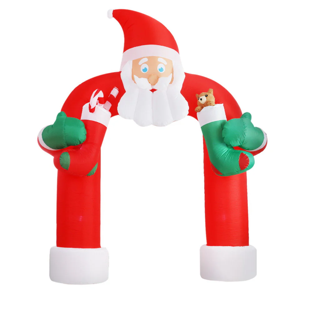 Santa Archway Christmas Inflatable Outdoor Decorations Xmas Lights - 2.3M - Nurns