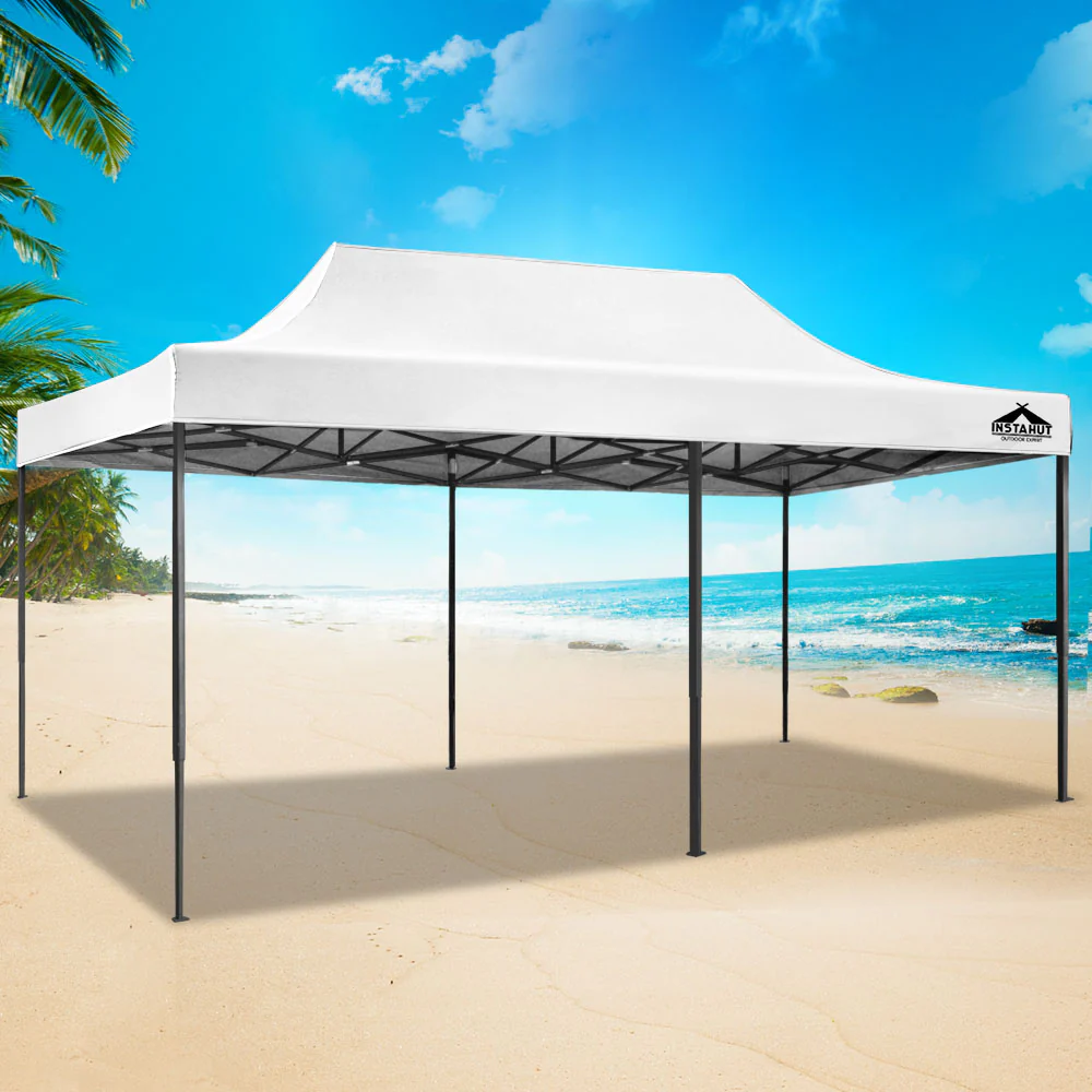 Instahut Gazebo Pop Up Marquee 3x6 Folding Tent Wedding 500D Oxford Fabric White - Nurns