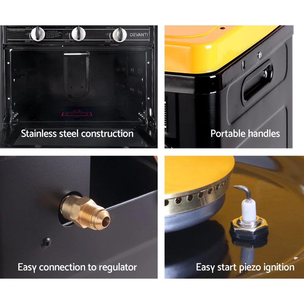Devanti Portable Gas Oven LPG Black - Nurns