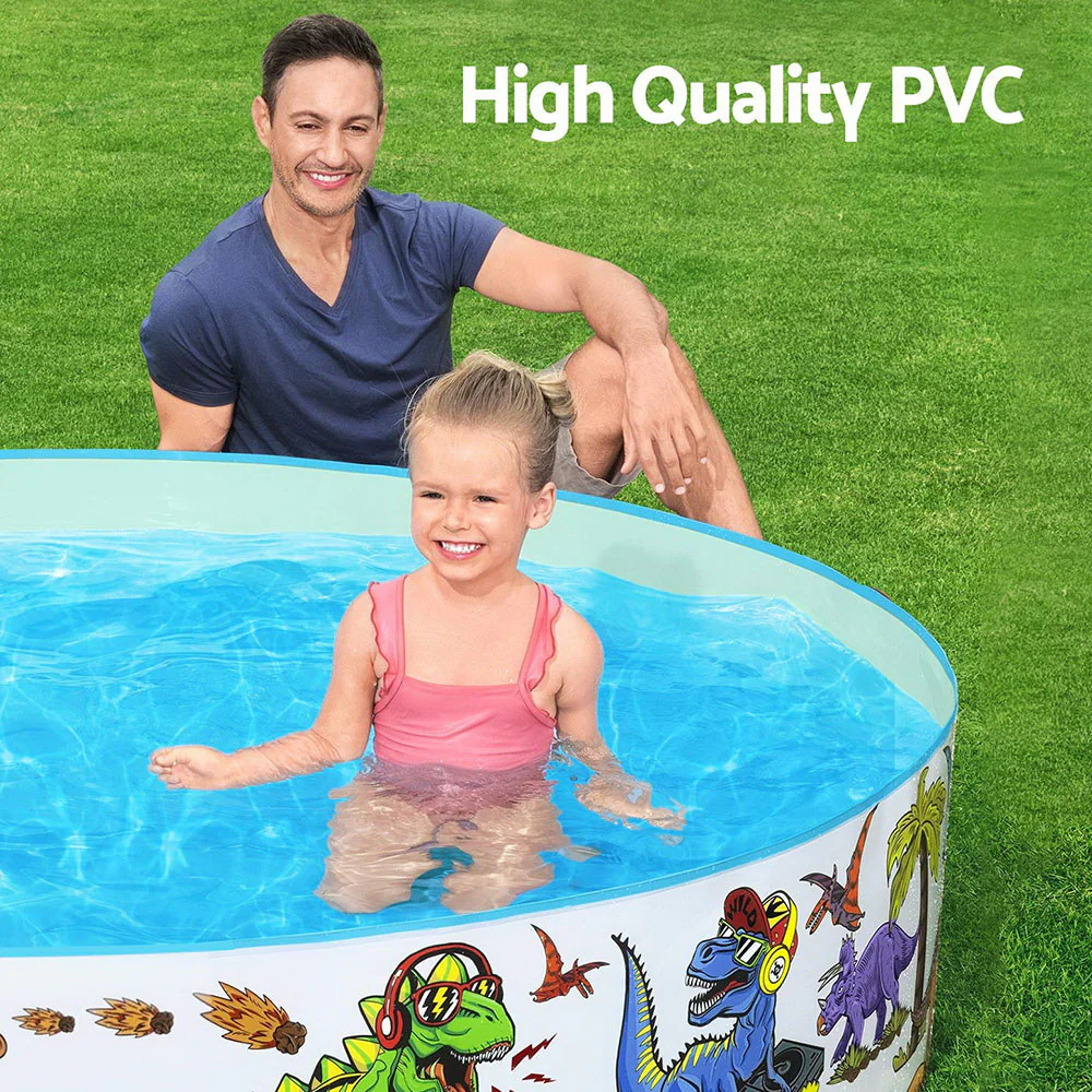 Bestway Kids Pool 183x38cm Round Above Ground Rigid Swimming Pools Dinosaur 946L - Nurns