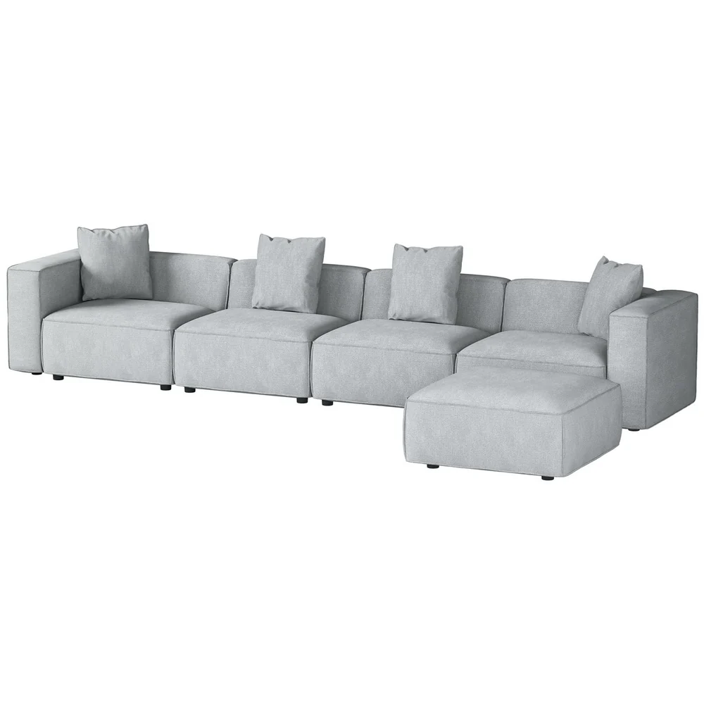 Mckenzie 5-Seater Modular Sofa Chaise Set - Grey - Nurns