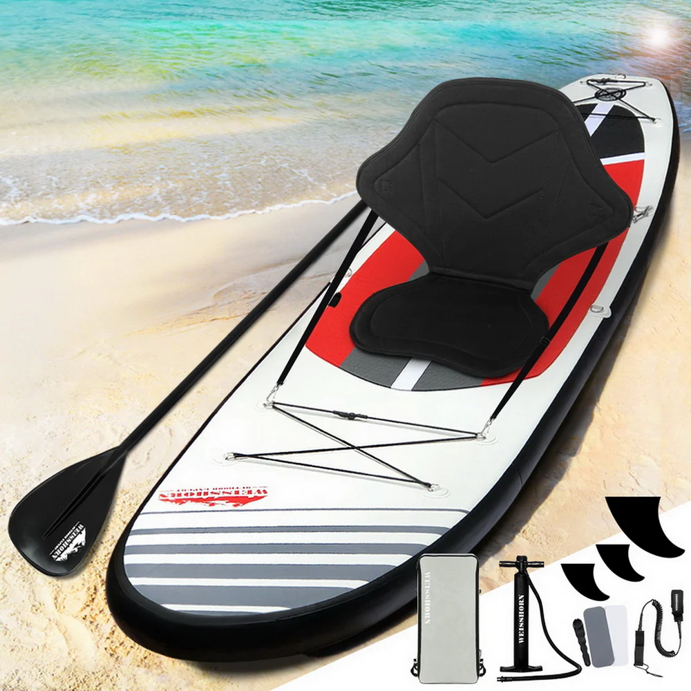 Stand Up Paddle Board 11ft Inflatable SUP Surfboard Paddleboard Kayak Surf - Black - Nurns