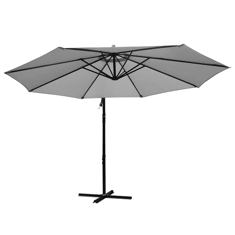 Instahut 3m Outdoor Umbrella Cantilever Beach Garden Patio Grey - Nurns