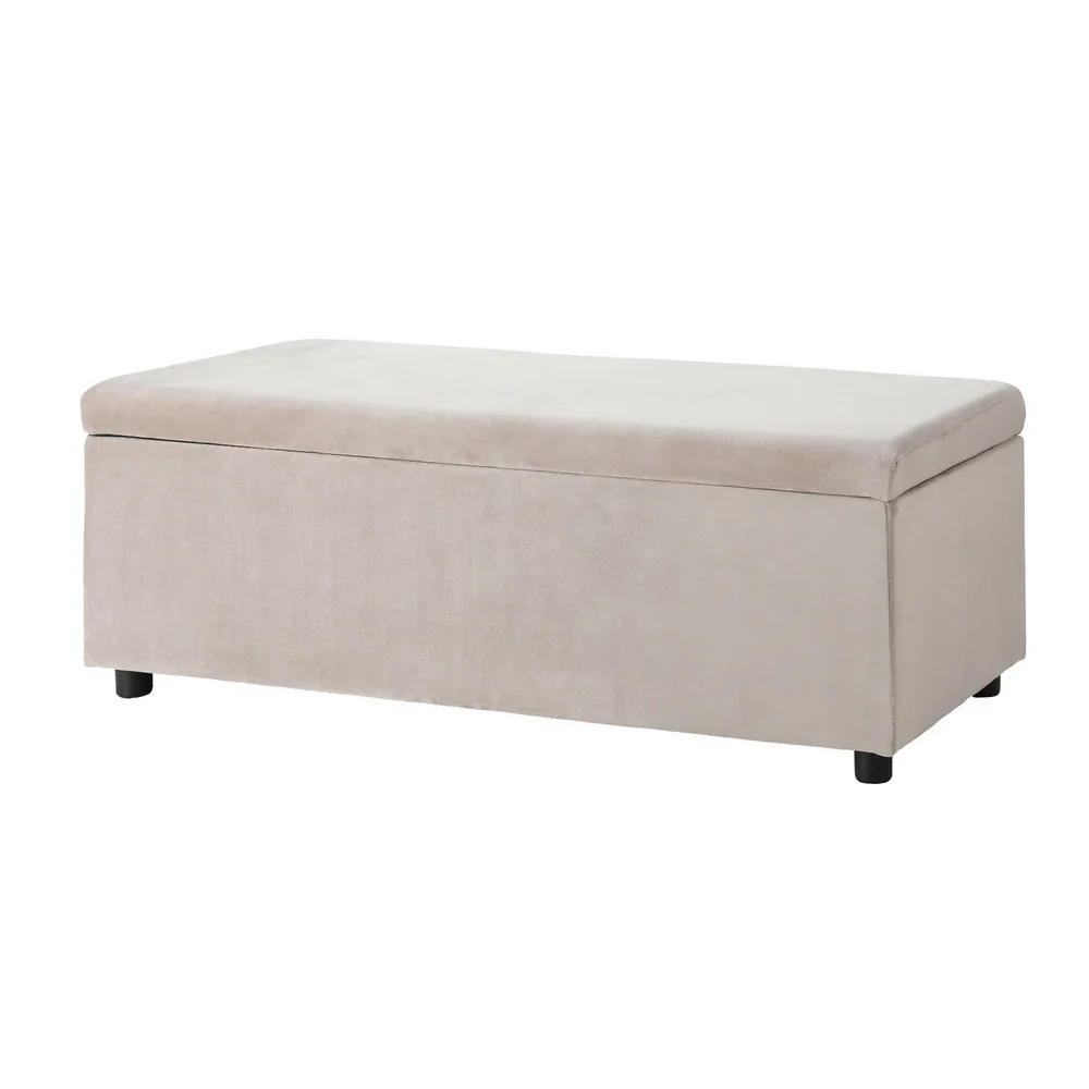 Storage Ottoman Blanket Box Table 97cm Velvet - Taupe - Nurns