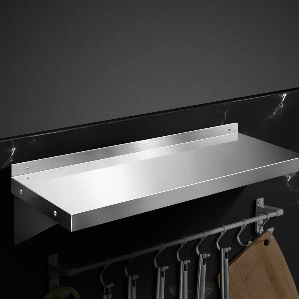 900mm Stainless Steel Wall Shelf Kitchen Shelves Rack Mounted Display Shelving - Nurns