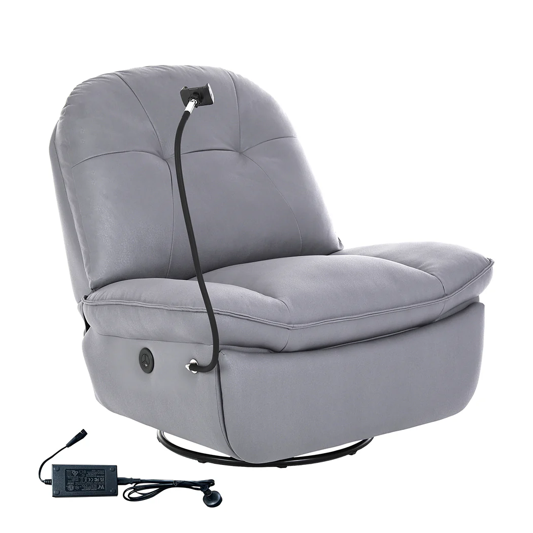 Clio Electric Chair Recliner Swivel - Grey - Nurns