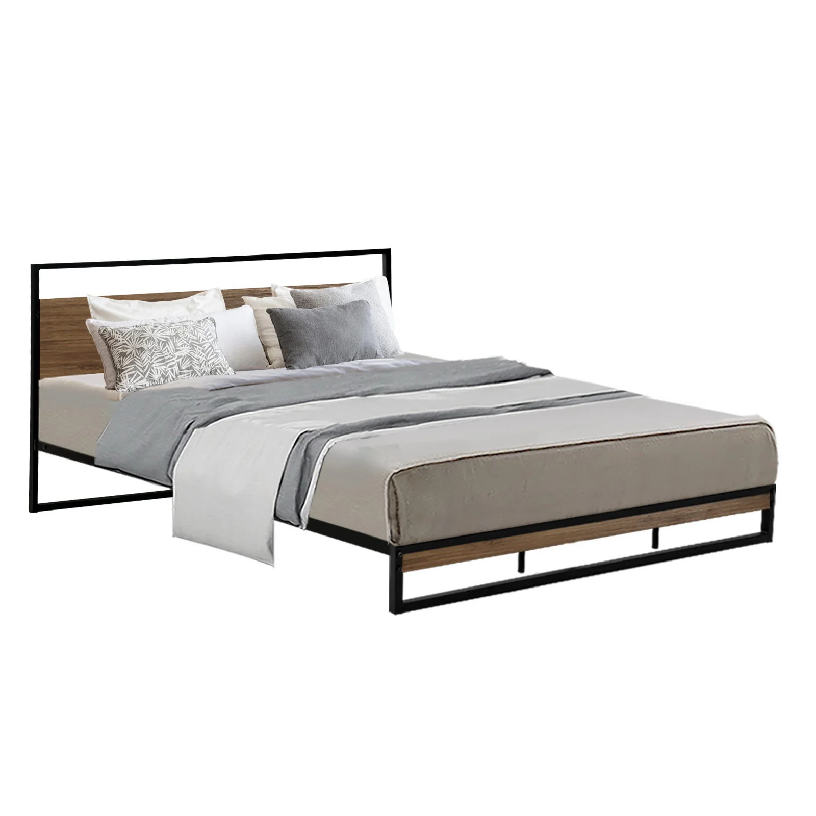 Florence Metal Bed Frame Base Platform - Black King - Nurns