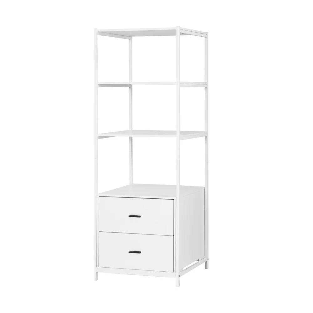 Artiss Bookshelf Display Shelf 2 Drawers 152cm White - Nurns