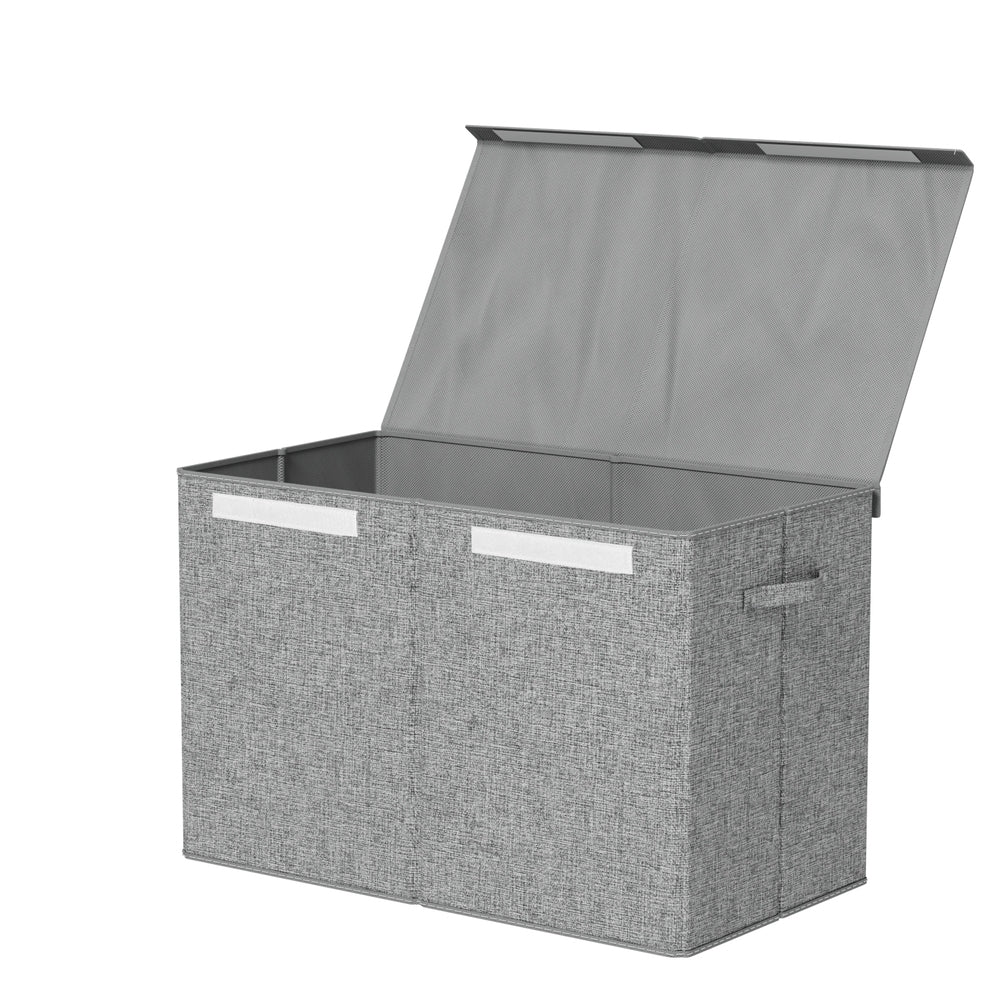 Large Toy Box Chest Storage with Flip-Top Lid Foldable Organizer Bins - Grey - Nurns