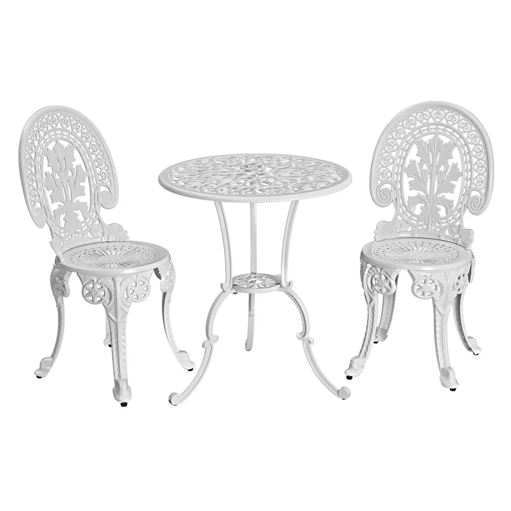 Kaitlyn 2-Seater Patio Furniture Outdoor Bistro Chairs Aluminium - White - Nurns