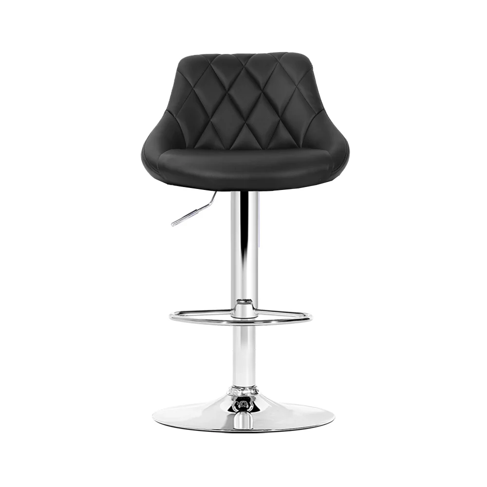 Set of 4 Corfu Bar Stools PU Leather Diamond Style - Black - Nurns