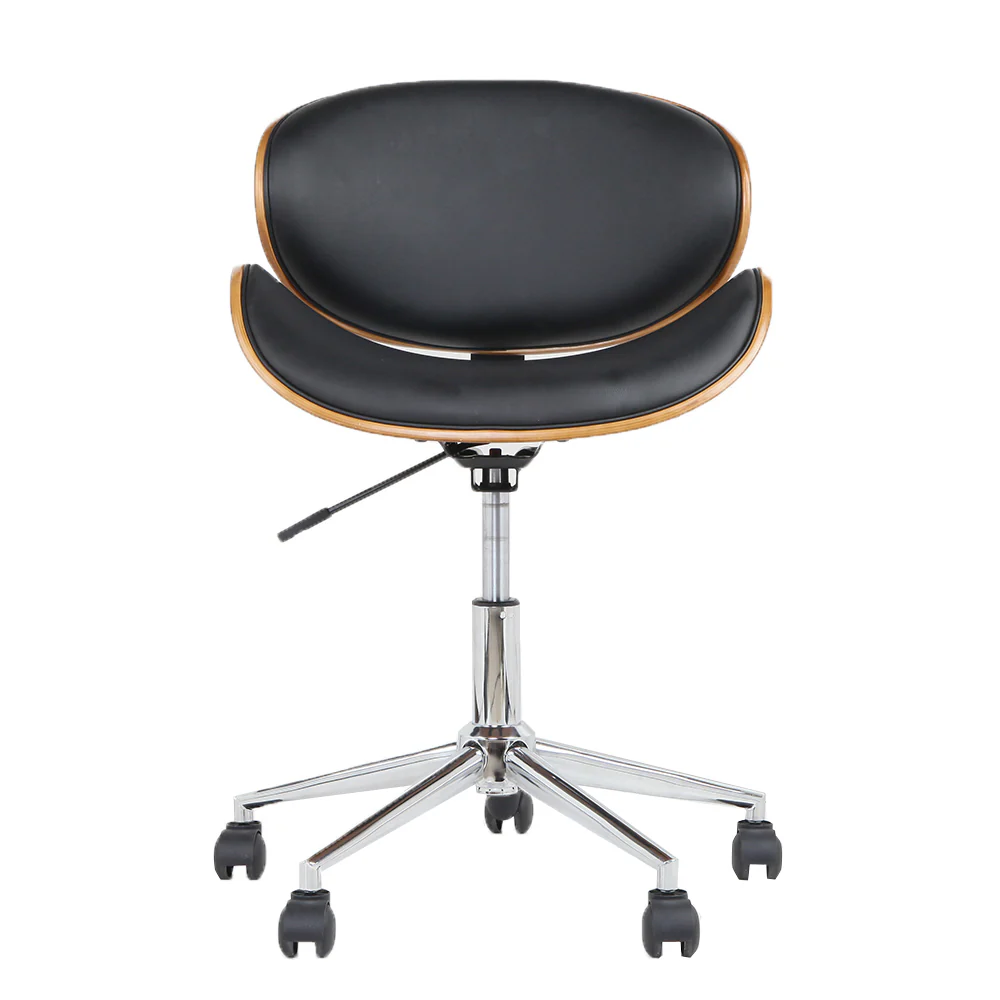 Artiss Wooden Office Chair Leather Seat Black - Nurns