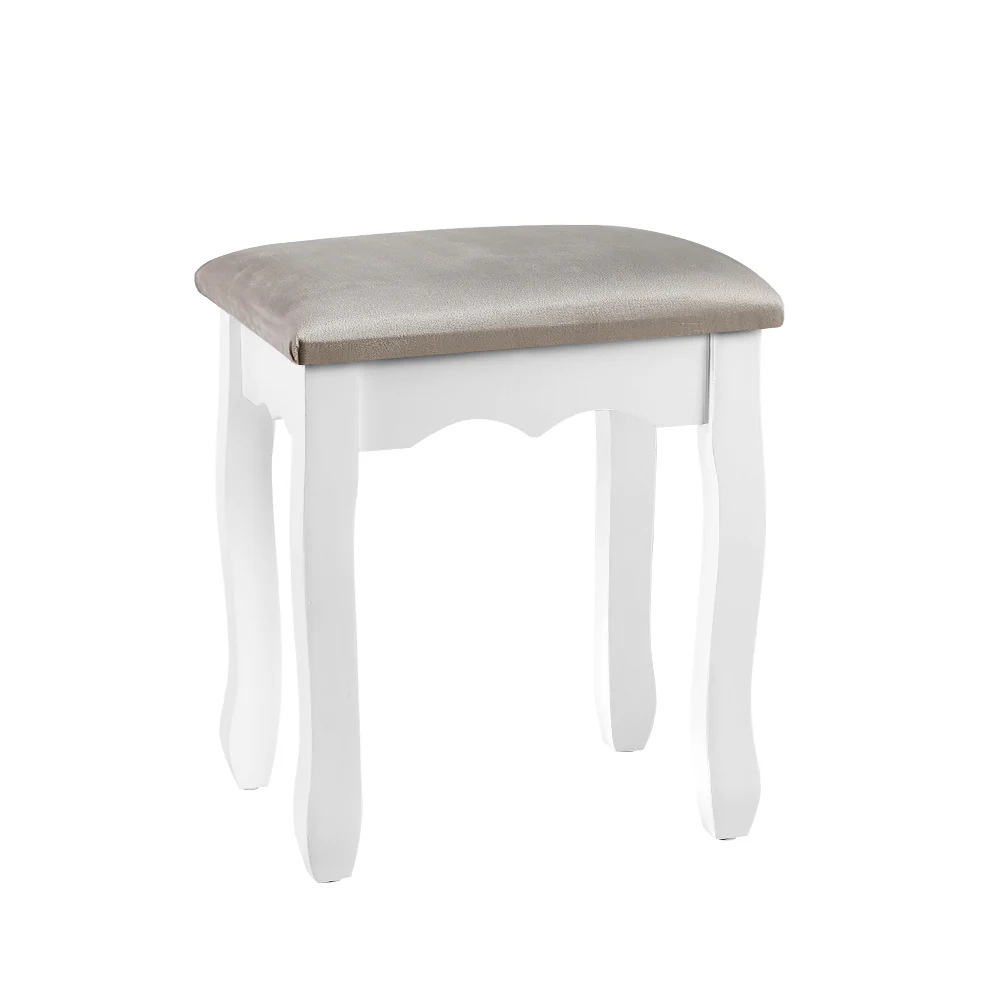 Dressing Table Stool Makeup Chair Bedroom Vanity Velvet Fabric Grey - Nurns