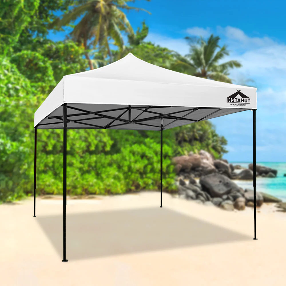 Instahut Gazebo Pop Up 3x3m w/Base Podx4 Marquee Folding Outdoor Wedding Camping Tent Shade Canopy White - Nurns