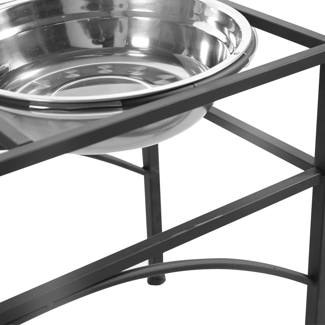 Dual Elevated Raised Pet Dog Feeder Bowl Stainless Steel Food Water Stand MEDIUM - Nurns