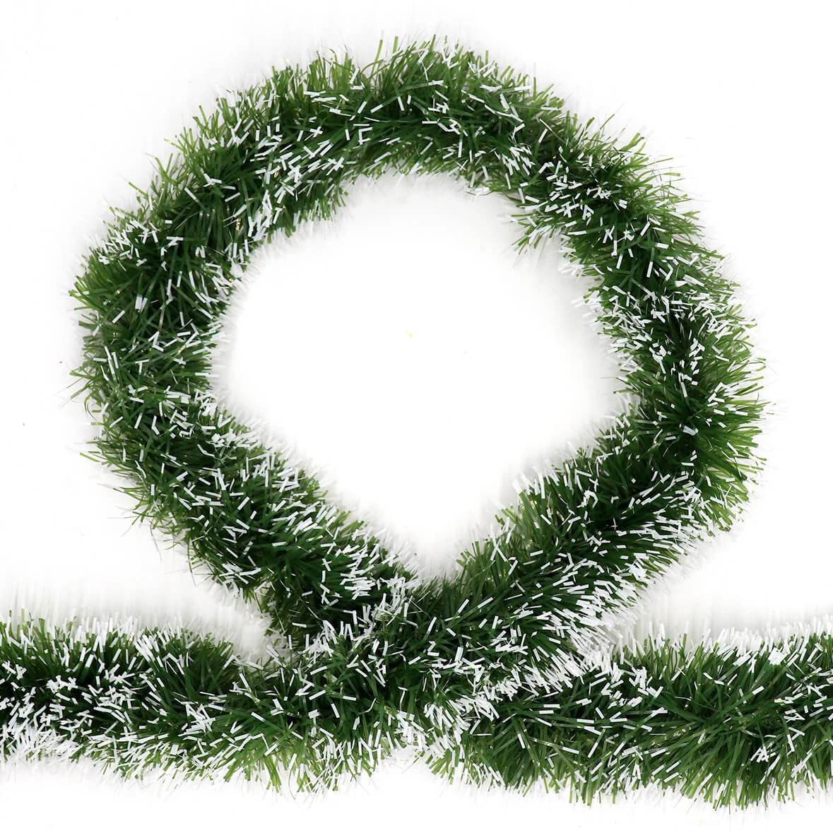 Set of 5 2m Christmas Tinsel Xmas Garland Sparkly Snowflake Party Natural Home Decor - Snow Tips in Green - Nurns