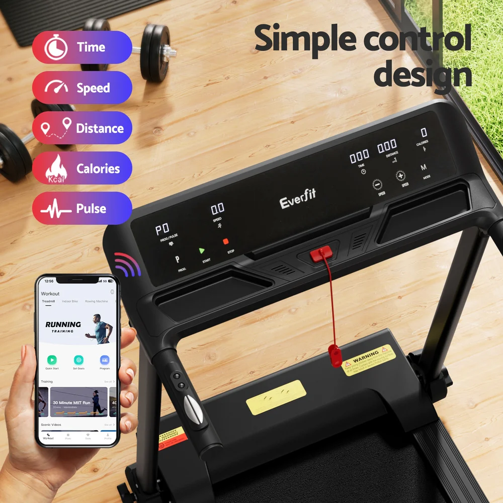 Everfit Treadmill Electric Home Gym Fitness Exercise Knob Foldable 450mm Black - Nurns