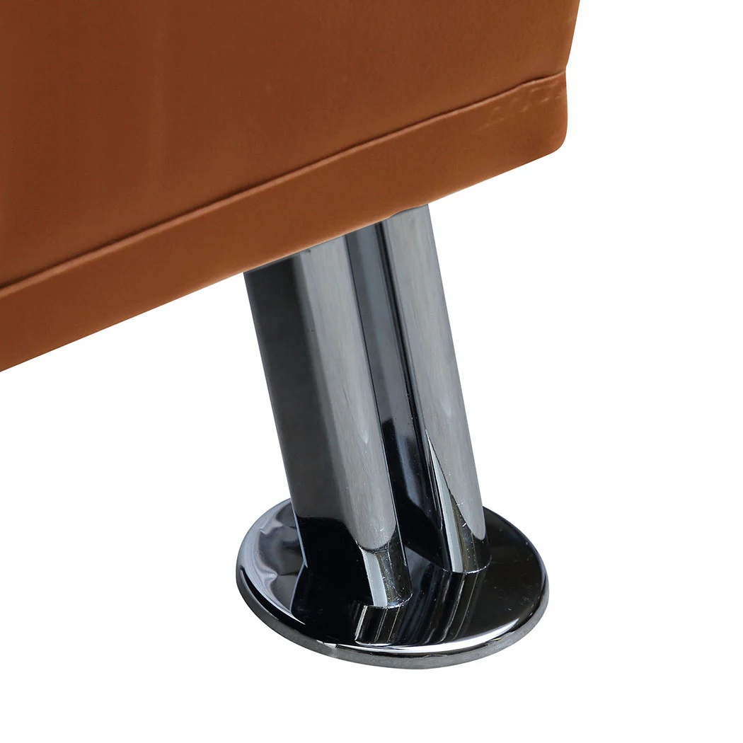 Marny 3-Seater Adjustable Sofa Bed Lounge Futon Couch Leather Beds Cup Holder Recliner - Brown - Nurns