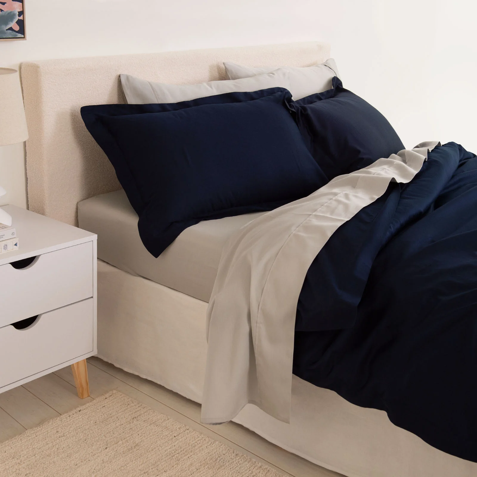 KING 1000TC Bamboo Cotton Quilt Cover Sets - Royal Blue - Nurns