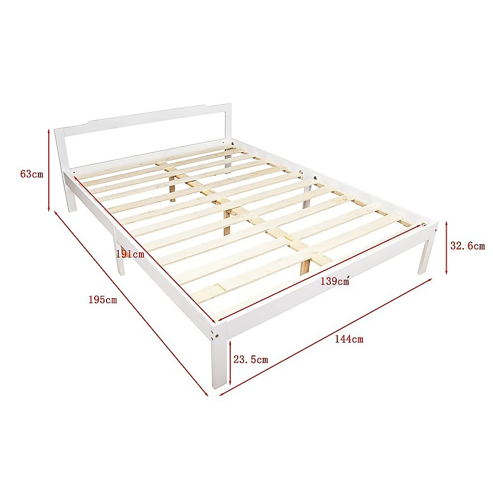 Gilly Wooden Bed Frame - White Double - Nurns