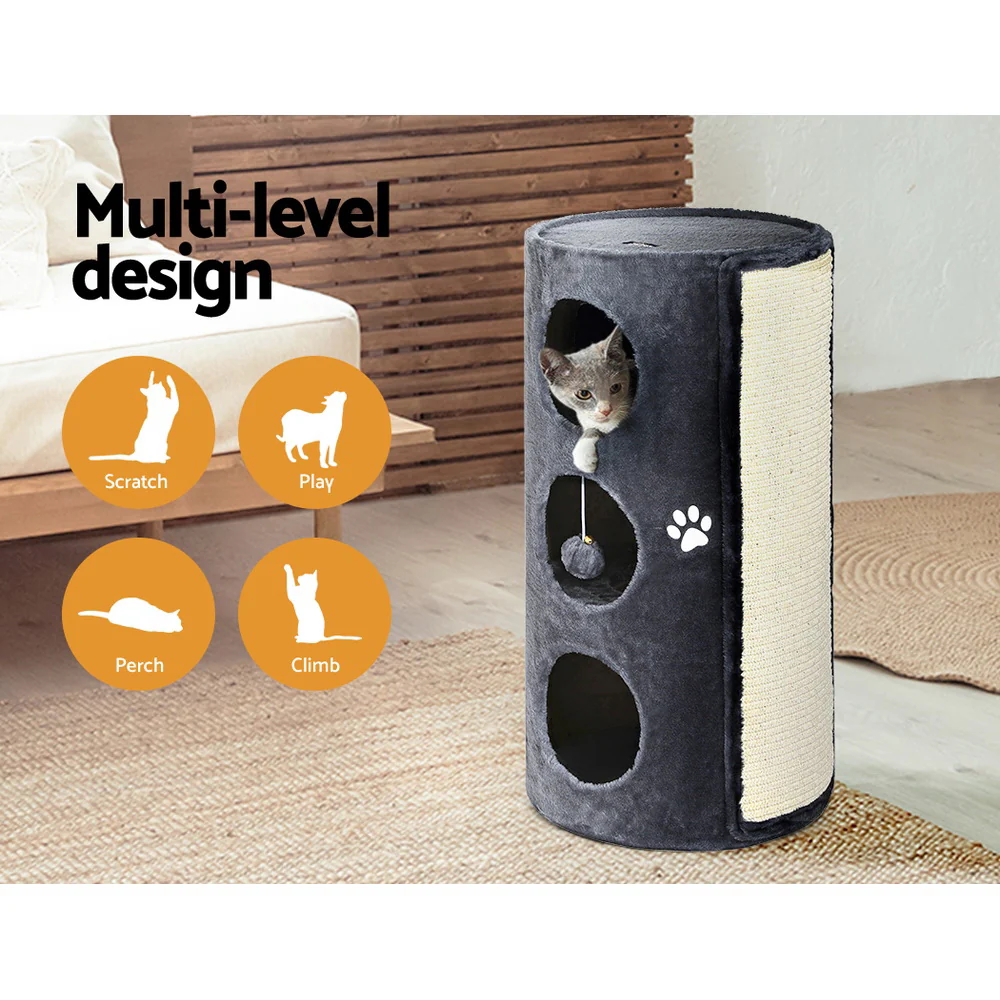 Cat Tree Scratching Post Tower Scratcher 70cm Wooden Condo Trees House - Dark Grey - Nurns