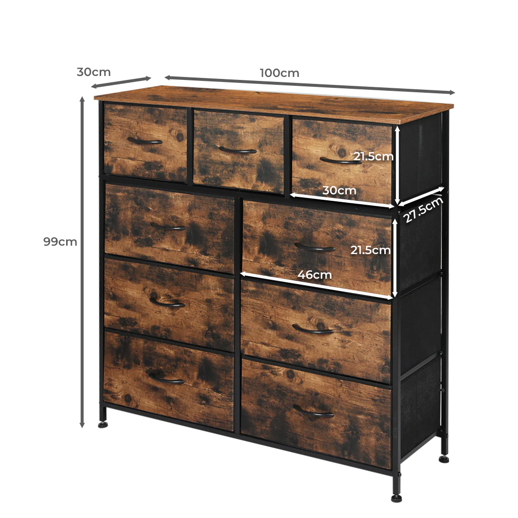 Levede Storage Cabinet Tower Chest Brown Fold - Nurns