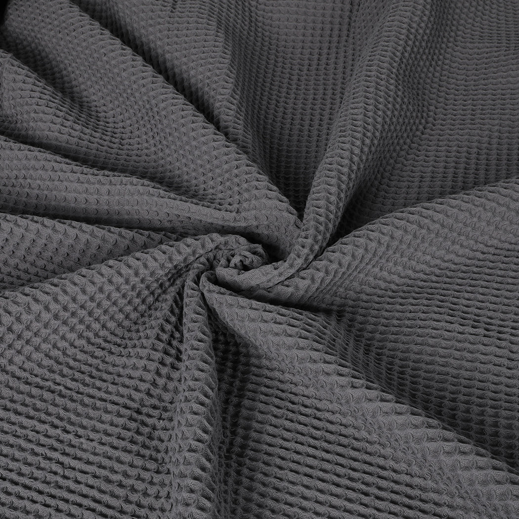 Webster Throw Soft Blanket Cotton Waffle Warm Large Sofa Bed Rugs Single - Dark Grey - Nurns