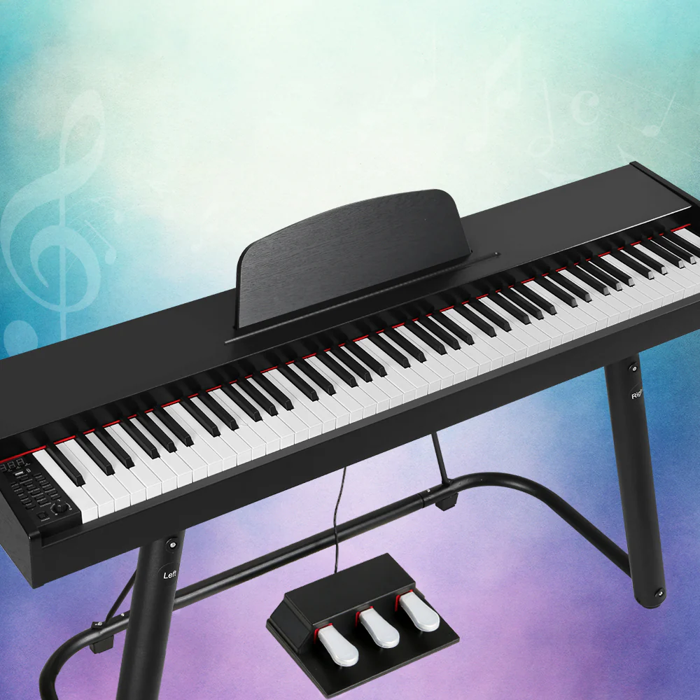 Alpha 88 Keys Electronic Piano Keyboard Digital Electric with Stand Semi-Weighted - Nurns