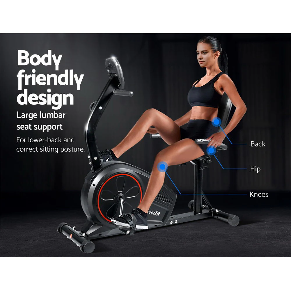 Everfit Exercise Bike Magnetic Recumbent Indoor Cycling Home Gym Cardio 8 Level - Nurns