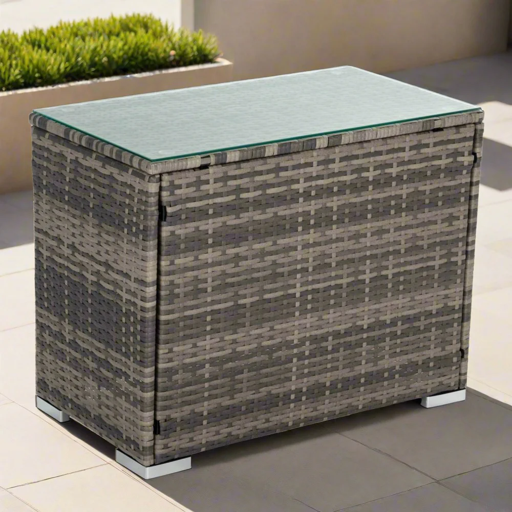 Rayleigh Grey Wicker End Table - Nurns