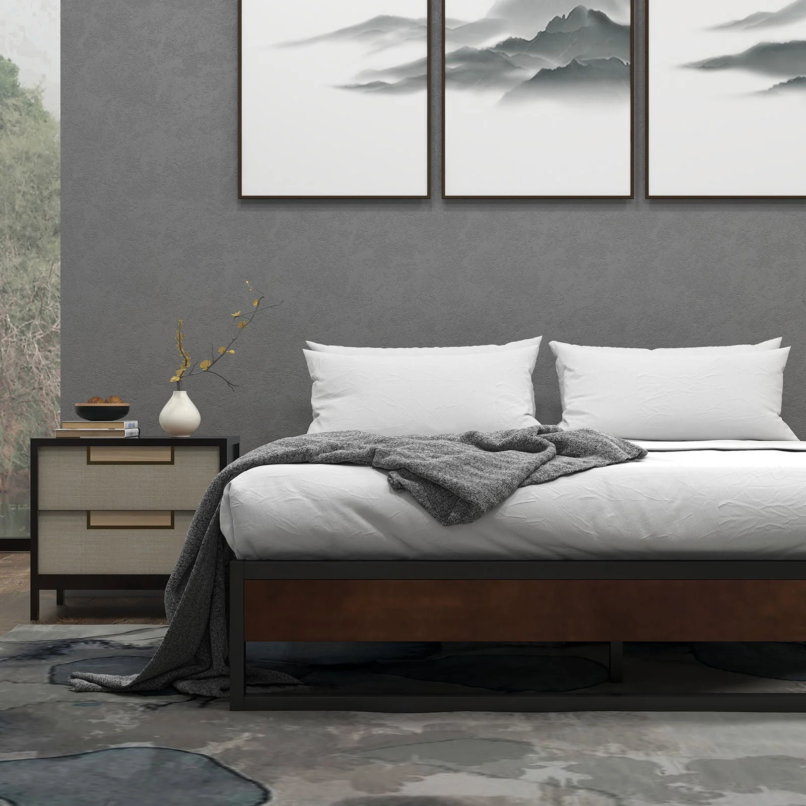 Basalt Bed & Mattress Package - Wood Single - Nurns