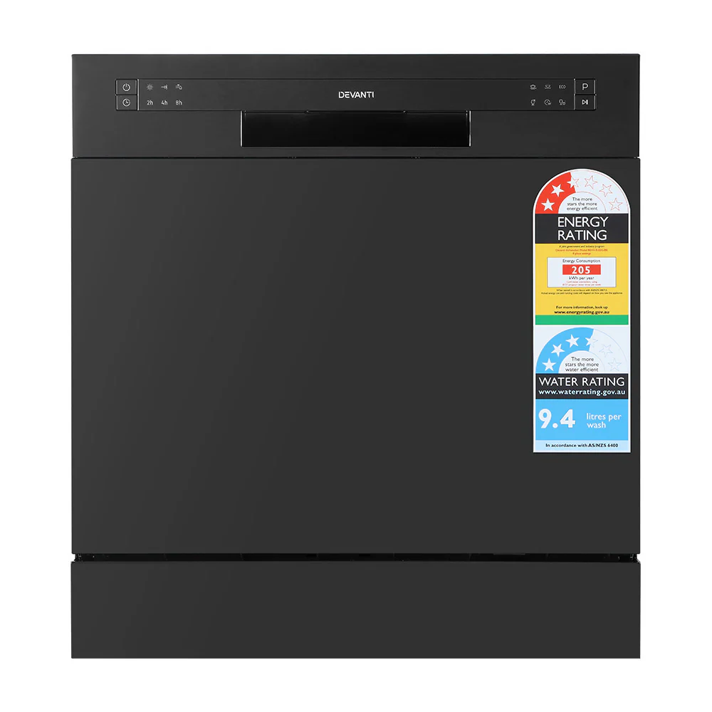 Devanti 8 Place Settings Benchtop Dishwasher Black - Nurns