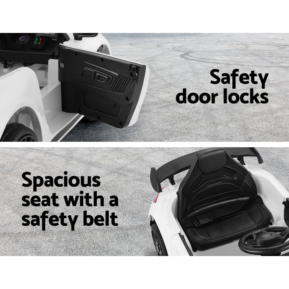 Kids Ride On Car Mercedes-Benz AMG GTR Electric Toy Cars 12V - White - Nurns