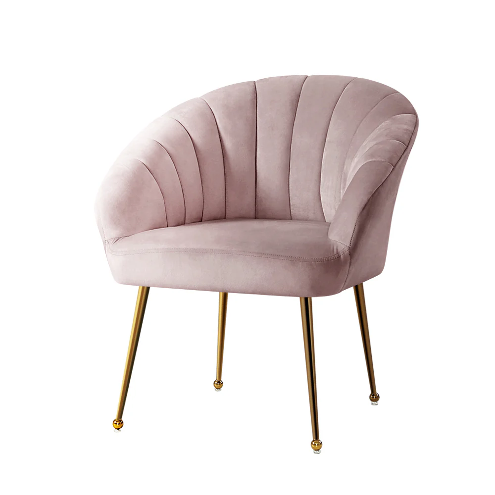 Michelle Accent Velvet Lounge Armchair - Pink - Nurns